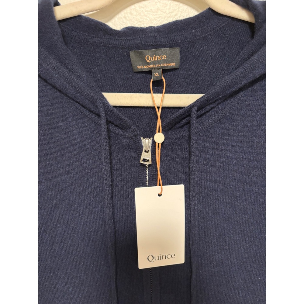 NWT Quince Mongolian Cashmere Full Zip Hoodie True Navy Womens XL - Picture 3 of 4